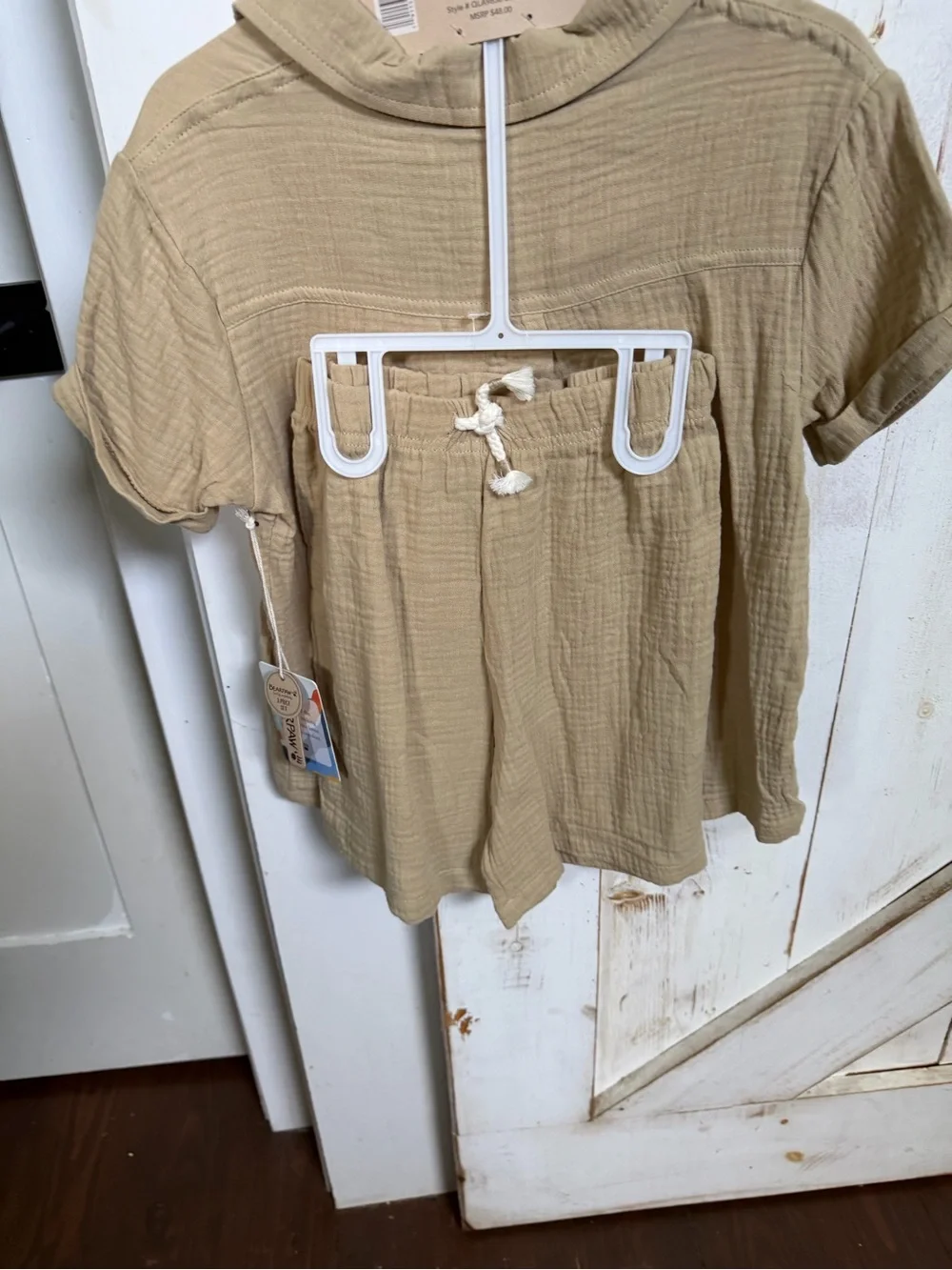 BearPaw Kids Short-Sleeve Button-Front Shirt with shorts and Matching Hat